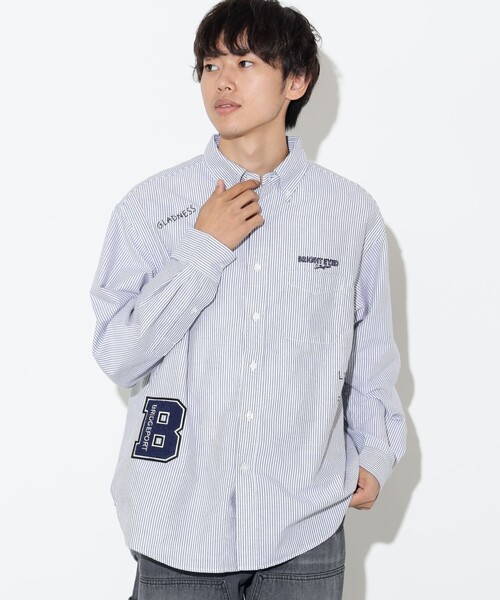 BEAMS HEART（ビームスハート）の「【ユニセックス】レタード オックスフォード ボタンダウンシャツ（シャツ/ブラウス・メンズ・ネイビー/ブラック・LARGE/SMALL/MEDIUM）」の9枚目の写真