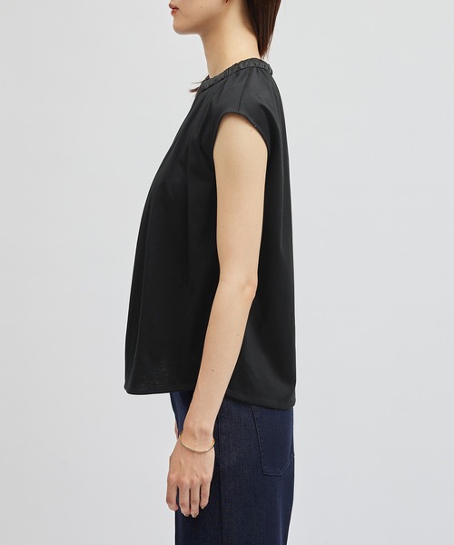 ROPE'（ロペ）の「サテンギャザーネックフレンチスリーブカットソー（Tシャツ/カットソー・レディース・ブラック/ホワイト・FREE）」の15枚目の写真