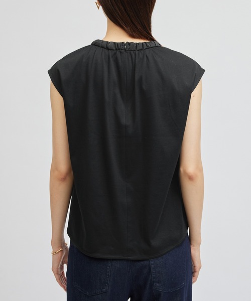 ROPE'（ロペ）の「サテンギャザーネックフレンチスリーブカットソー（Tシャツ/カットソー・レディース・ブラック/ホワイト・FREE）」の14枚目の写真
