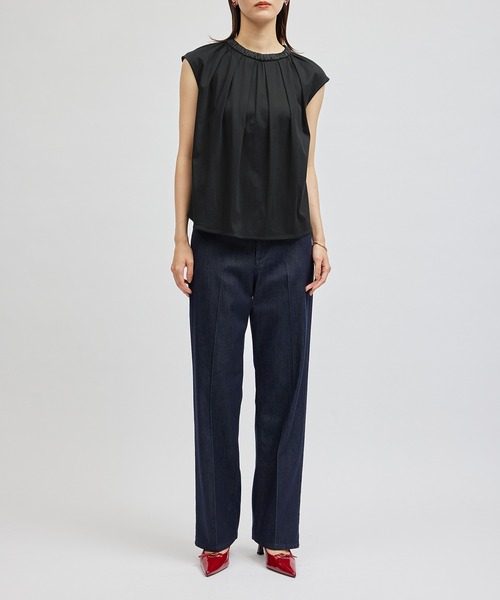 ROPE'（ロペ）の「サテンギャザーネックフレンチスリーブカットソー（Tシャツ/カットソー・レディース・ブラック/ホワイト・FREE）」の13枚目の写真