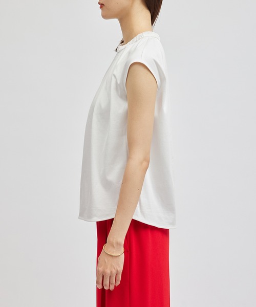 ROPE'（ロペ）の「サテンギャザーネックフレンチスリーブカットソー（Tシャツ/カットソー・レディース・ブラック/ホワイト・FREE）」の12枚目の写真