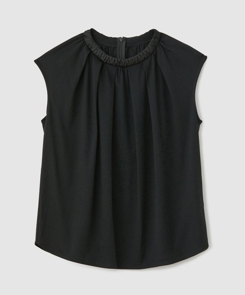 ROPE'（ロペ）の「サテンギャザーネックフレンチスリーブカットソー（Tシャツ/カットソー・レディース・ブラック/ホワイト・FREE）」の9枚目の写真