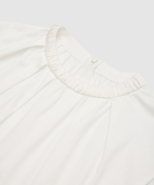 ROPE'（ロペ）の「サテンギャザーネックフレンチスリーブカットソー（Tシャツ/カットソー・レディース・ブラック/ホワイト・FREE）」の3枚目の写真