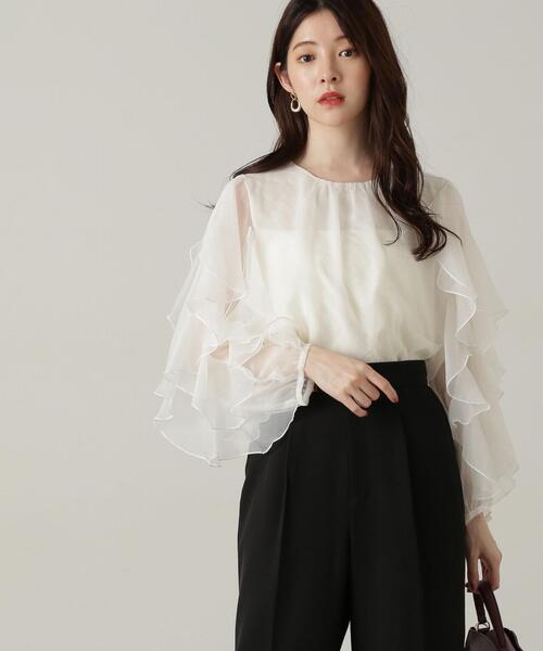 PROPORTION BODY DRESSING（プロポーションボディドレッシング）の「ラッフル袖ブラウス / 1214210903（シャツ/ブラウス・レディース・グレー/ホワイト・SMALL/MEDIUM）」の12枚目の写真