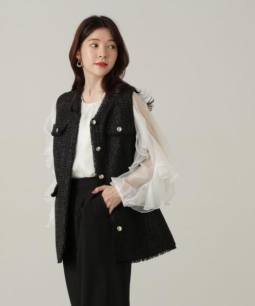 PROPORTION BODY DRESSING（プロポーションボディドレッシング）の「ラッフル袖ブラウス / 1214210903（シャツ/ブラウス・レディース・グレー/ホワイト・SMALL/MEDIUM）」の9枚目の写真