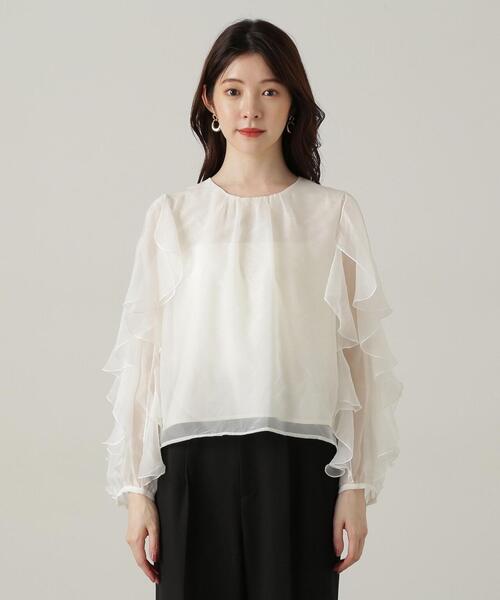 PROPORTION BODY DRESSING（プロポーションボディドレッシング）の「ラッフル袖ブラウス / 1214210903（シャツ/ブラウス・レディース・グレー/ホワイト・SMALL/MEDIUM）」の7枚目の写真