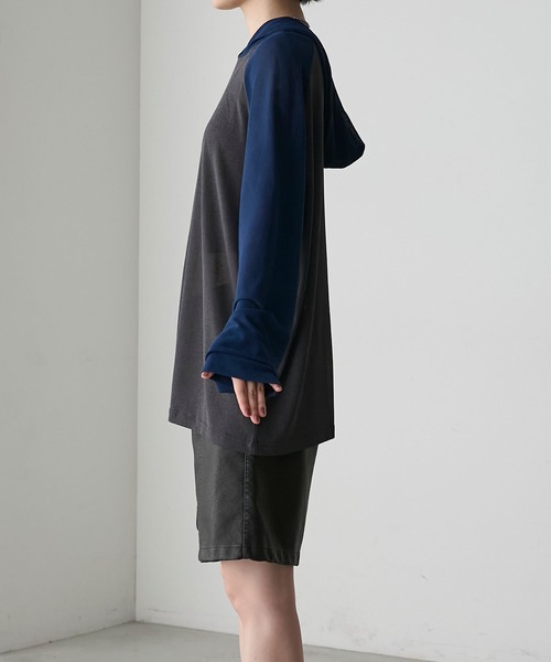forksy.（フォルクシー）の「【forksy.】シアーラグランフーディーロングTシャツ（Tシャツ/カットソー・レディース・ネイビー系/オフホワイト/ホワイト系/チャコール・FREE）」の8枚目の写真