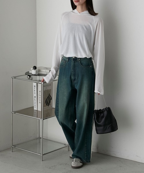 forksy.（フォルクシー）の「【forksy.】シアーラグランフーディーロングTシャツ（Tシャツ/カットソー・レディース・ネイビー系/オフホワイト/ホワイト系/チャコール・FREE）」の22枚目の写真