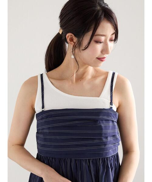Te chichi(テチチ)の「前後2WAYアシンメトリーネックタンクトップ(Tシャツ/カットソー・レディース・オフホワイト/グレー/ブラック・F)」の2枚目の写真