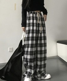 チェック ワイドパンツ