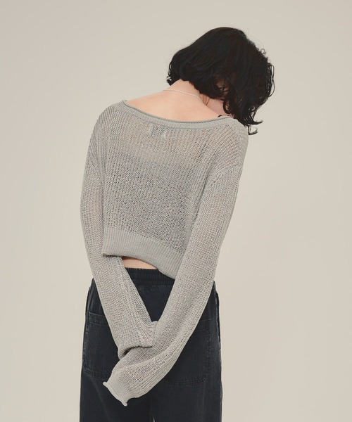 eL（エル）の「【eL】5G Paper Like Pullover/143953（ニット/セーター・レディース・グレー/ネイビー・FREE）」の8枚目の写真