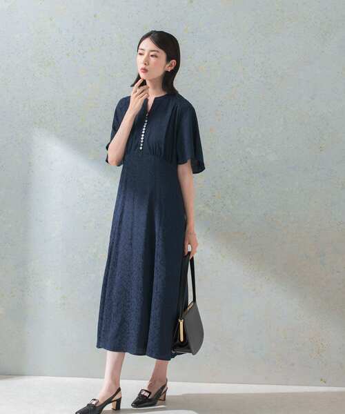 URBAN RESEARCH ROSSO WOMEN（アーバンリサーチ　ロッソ）の「ハーフスリーブジャガードワンピース（ワンピース・レディース・ネイビー/オレンジ系その他・FREE）」の2枚目の写真