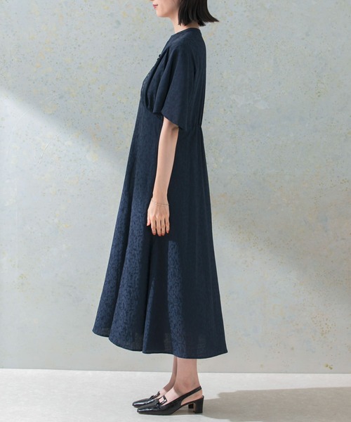 URBAN RESEARCH ROSSO WOMEN（アーバンリサーチ　ロッソ）の「ハーフスリーブジャガードワンピース（ワンピース・レディース・ネイビー/オレンジ系その他・FREE）」の7枚目の写真