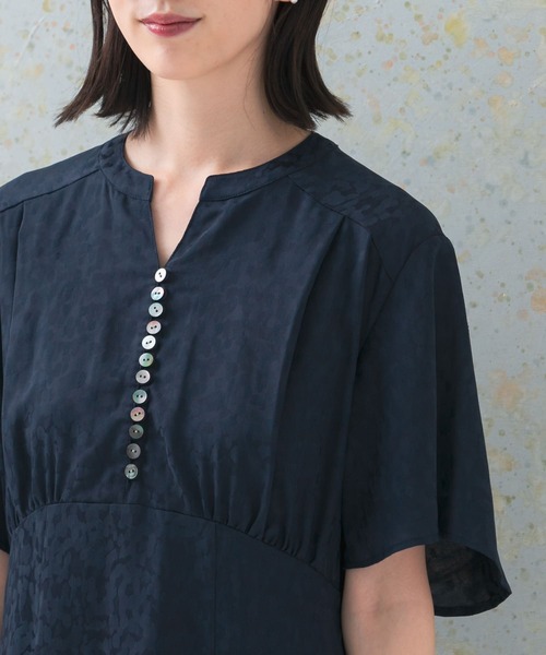 URBAN RESEARCH ROSSO WOMEN（アーバンリサーチ　ロッソ）の「ハーフスリーブジャガードワンピース（ワンピース・レディース・ネイビー/オレンジ系その他・FREE）」の10枚目の写真