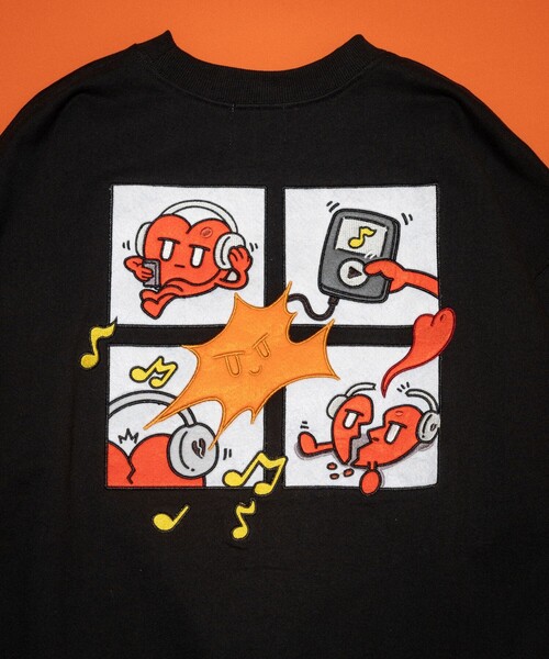 ワチュゴンドゥー♡様L セール】Kurt Wu/カート ウー 別注 two side comic heart CREW 刺繍