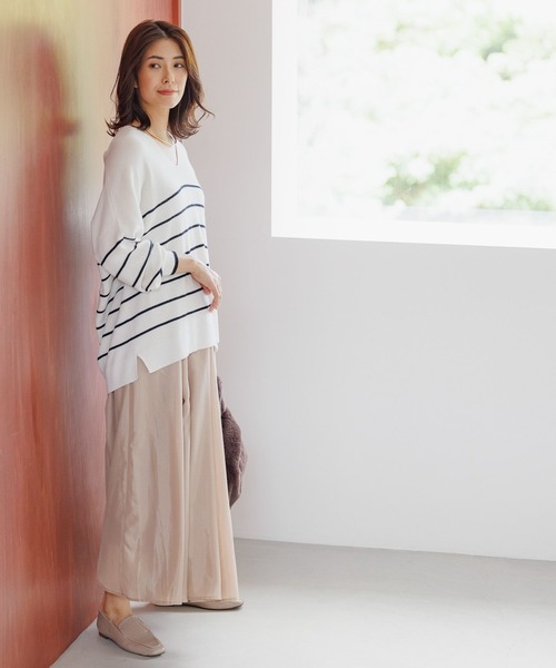 Elura（エルーラ）の「＜レギュラー／低身長サイズ＞艶フレアスカート/136360（スカート・レディース・ブルー系その他6/ベージュ/ライトブルー・FREE/FREE(S)）」の6枚目の写真