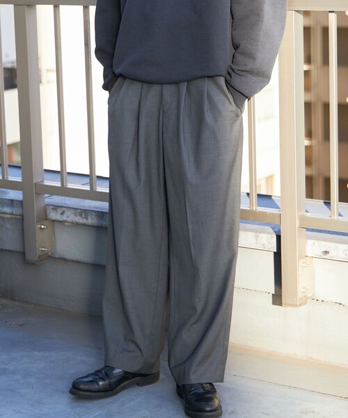FFEIN(フェイン)】ワイドストレートタックスラックスパンツ