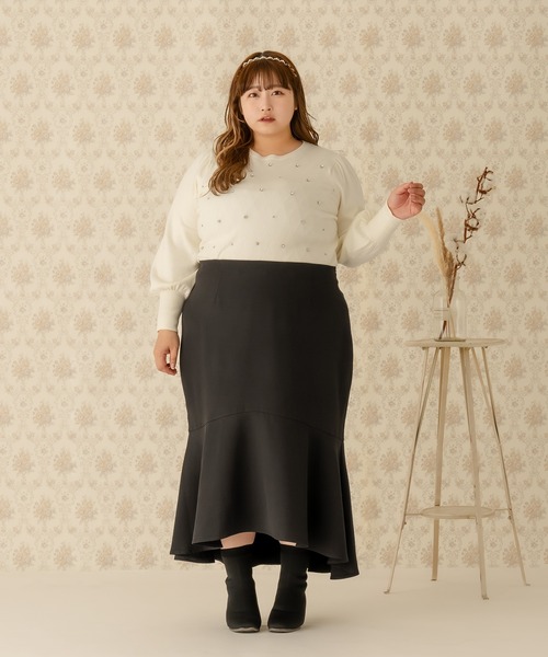 Louiosy（ルオシー）の「【大きいサイズ】ビジューニットトップス（ニット/セーター・レディース・アイボリー/グレイッシュベージュ/ブラック・4L/3L）」の8枚目の写真