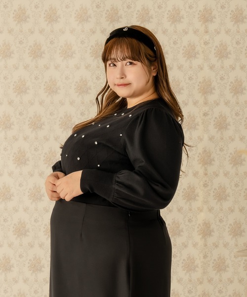 Louiosy（ルオシー）の「【大きいサイズ】ビジューニットトップス（ニット/セーター・レディース・アイボリー/グレイッシュベージュ/ブラック・4L/3L）」の10枚目の写真