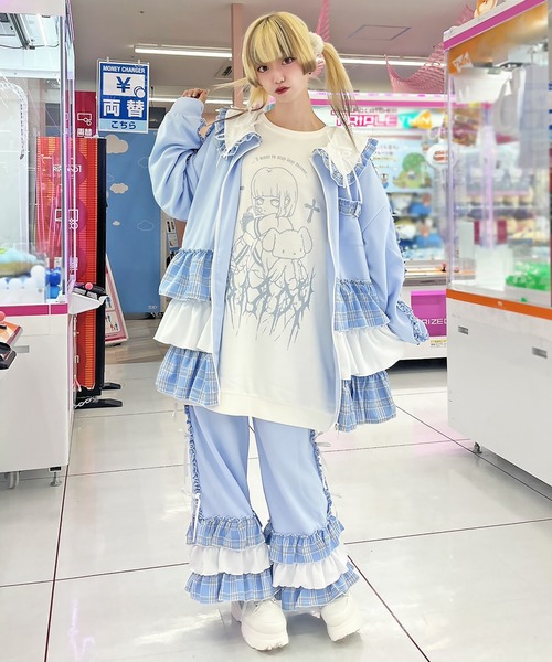 DARRDY（ダーディー）の「【DARRDY/ダーディー】フリルジャージパンツ/セットアップ対応（その他パンツ・レディース・ブラック/サックスブルー/ピンク・ONESIZE）」の6枚目の写真