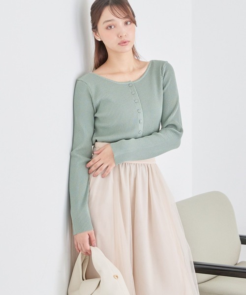 J☆ Andemiu（アンデミュウ）の「リブボートネックカーディガン159348