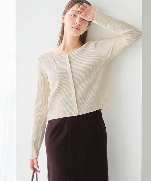 Andemiu（アンデミュウ）の「リブボートネックカーディガン159348