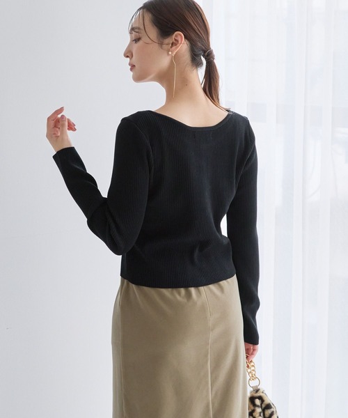 青ページ Andemiu（アンデミュウ）の「リブボートネックカーディガン159348