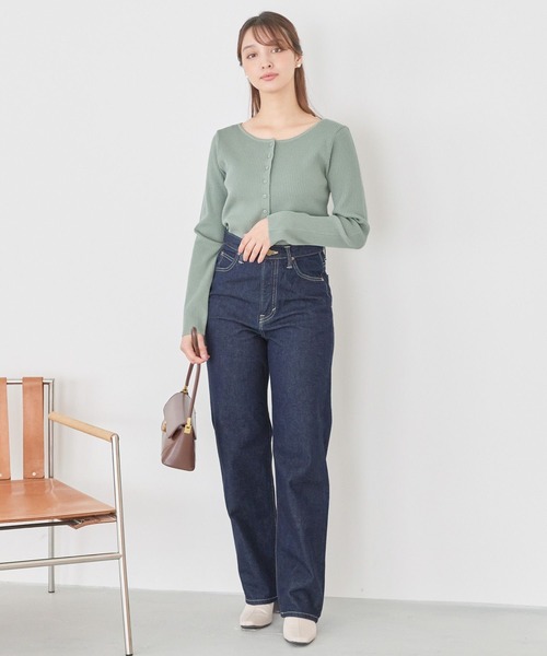 Andemiu（アンデミュウ）の「リブボートネックカーディガン159348