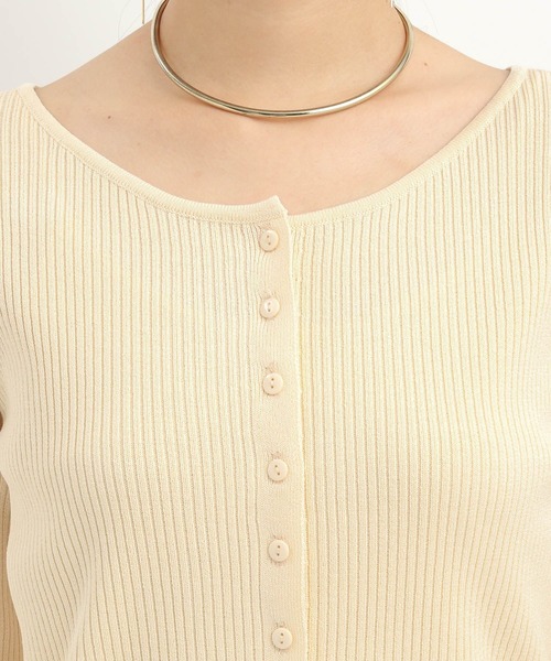 Andemiu（アンデミュウ）の「リブボートネックカーディガン