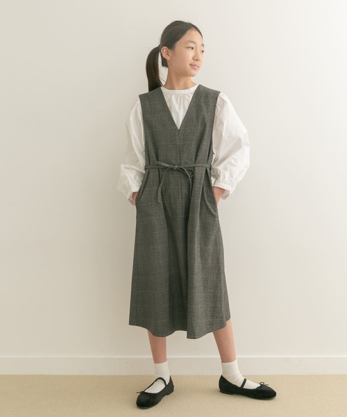 URBAN RESEARCH DOORS（アーバンリサーチドアーズ）の「『親子リンク』『WEB/一部店舗限定』『UR TECH』ツイルジャンパースカート(KIDS)（ジャンパースカート・キッズ・チェック/モカ・150）」の2枚目の写真