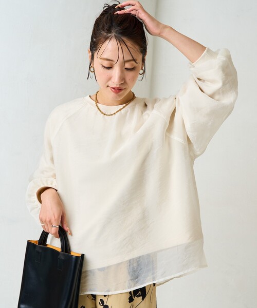 FREAK'S STORE(フリークスストア)の「限定展開 オーガンジー 重ね ラグラン スウェット(スウェット・レディース・ブラウン/ピンク/ベージュ/ブラック/ブルー/オフホワイト・フリ-)」の19枚目の写真