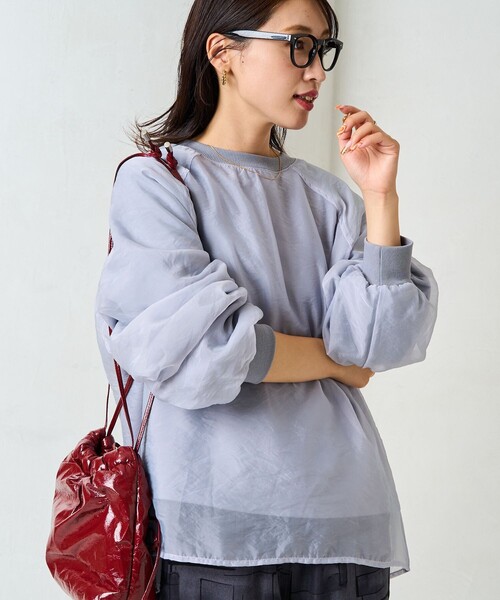 FREAK'S STORE(フリークスストア)の「限定展開 オーガンジー 重ね ラグラン スウェット(スウェット・レディース・ブラウン/ピンク/ベージュ/ブラック/ブルー/オフホワイト・フリ-)」の7枚目の写真