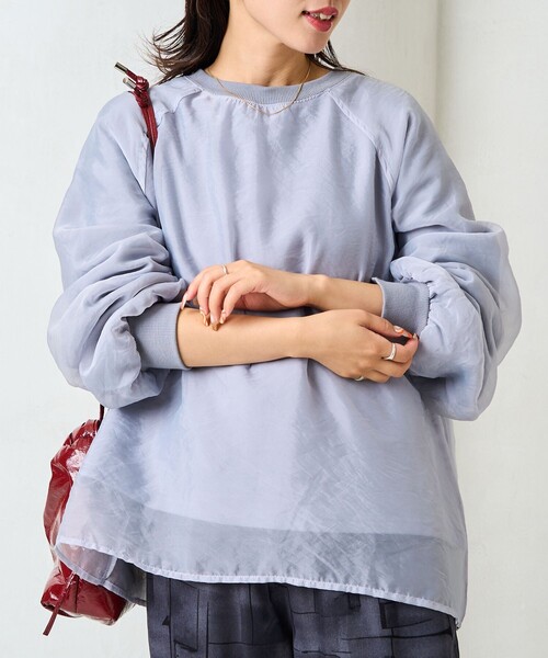 FREAK'S STORE(フリークスストア)の「限定展開 オーガンジー 重ね ラグラン スウェット(スウェット・レディース・ブラウン/ピンク/ベージュ/ブラック/ブルー/オフホワイト・フリ-)」の8枚目の写真