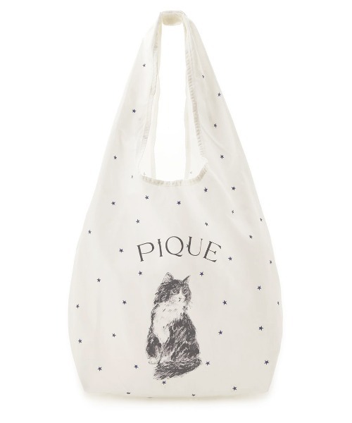 gelato pique(ジェラートピケ)の「CATエコバッグ(エコバッグ/サブバッグ・レディース・ピンク/オフホワイト・FREE)」の1枚目の写真