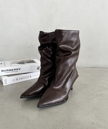 MYMOOD.（マイムード）の「ポインテッドトゥギャザーショートブーツ（ブーツ）」