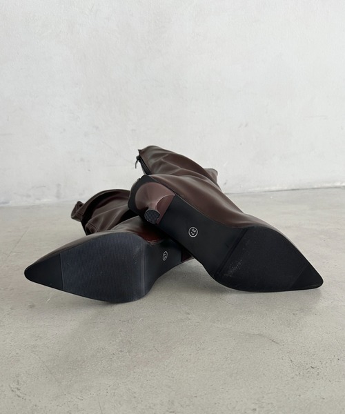 セール】ポインテッドトゥギャザーショートブーツ（ブーツ）｜MYMOOD