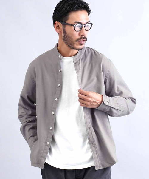 jiggys shop(ジギーズショップ)の「フランネルバンドカラー無地長袖シャツ(シャツ/ブラウス・メンズ・グレー/ブラック/グレー系その他/カーキ/ネイビー/ホワイト・X-LARGE/LARGE/MEDIUM/SMALL)」の4枚目の写真