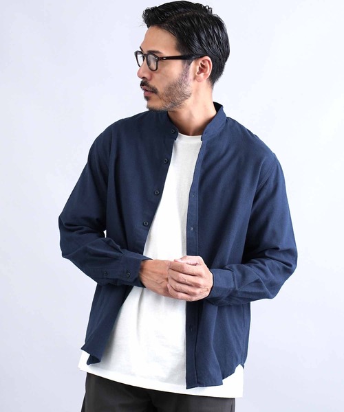 jiggys shop(ジギーズショップ)の「フランネルバンドカラー無地長袖シャツ(シャツ/ブラウス・メンズ・グレー/ブラック/グレー系その他/カーキ/ネイビー/ホワイト・X-LARGE/LARGE/MEDIUM/SMALL)」の6枚目の写真