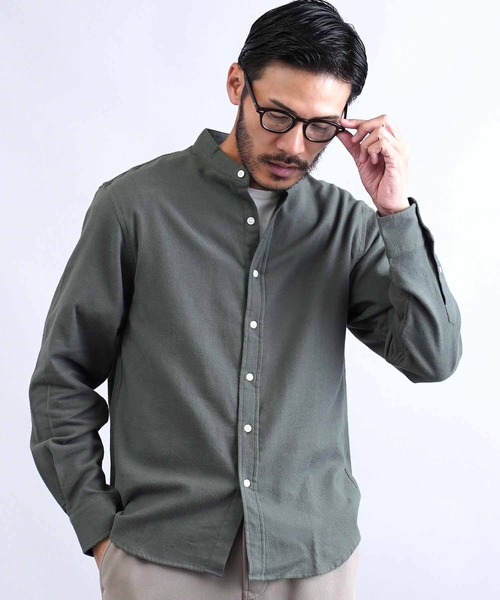 jiggys shop(ジギーズショップ)の「フランネルバンドカラー無地長袖シャツ(シャツ/ブラウス・メンズ・グレー/ブラック/グレー系その他/カーキ/ネイビー/ホワイト・X-LARGE/LARGE/MEDIUM/SMALL)」の3枚目の写真