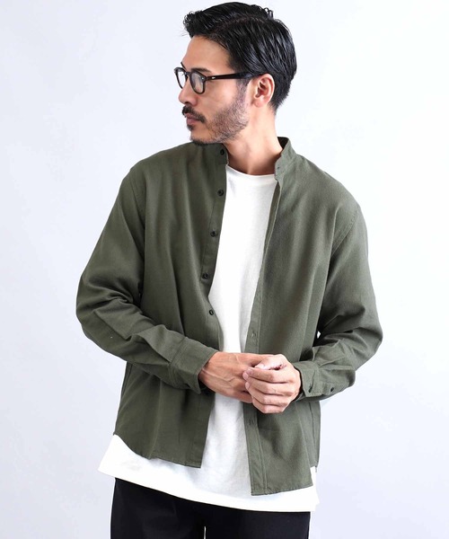 jiggys shop(ジギーズショップ)の「フランネルバンドカラー無地長袖シャツ(シャツ/ブラウス・メンズ・グレー/ブラック/グレー系その他/カーキ/ネイビー/ホワイト・X-LARGE/LARGE/MEDIUM/SMALL)」の5枚目の写真