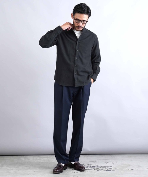 jiggys shop(ジギーズショップ)の「フランネルバンドカラー無地長袖シャツ(シャツ/ブラウス・メンズ・グレー/ブラック/グレー系その他/カーキ/ネイビー/ホワイト・X-LARGE/LARGE/MEDIUM/SMALL)」の9枚目の写真