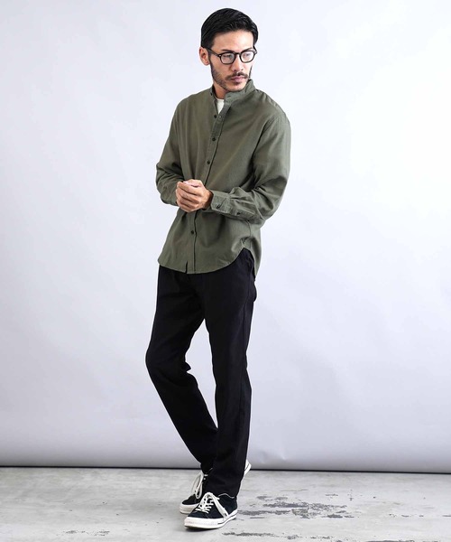 jiggys shop(ジギーズショップ)の「フランネルバンドカラー無地長袖シャツ(シャツ/ブラウス・メンズ・グレー/ブラック/グレー系その他/カーキ/ネイビー/ホワイト・X-LARGE/LARGE/MEDIUM/SMALL)」の12枚目の写真