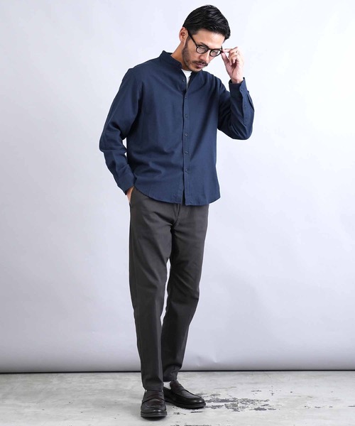 jiggys shop(ジギーズショップ)の「フランネルバンドカラー無地長袖シャツ(シャツ/ブラウス・メンズ・グレー/ブラック/グレー系その他/カーキ/ネイビー/ホワイト・X-LARGE/LARGE/MEDIUM/SMALL)」の13枚目の写真