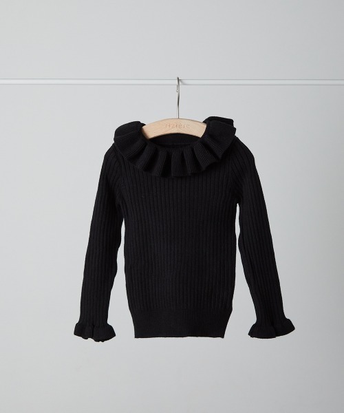 riziere（リジェール）の「フリルカラーニットプルオーバー（ニット/セーター・キッズ・オフホワイト/ブラック・140/130/120/110/100/90/150）」の14枚目の写真