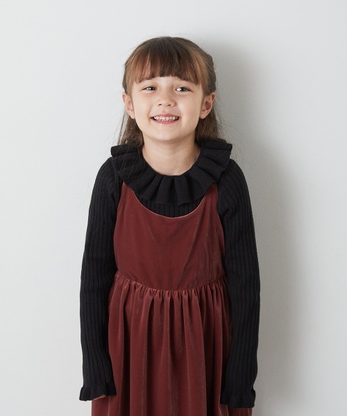 riziere（リジェール）の「フリルカラーニットプルオーバー（ニット/セーター・キッズ・オフホワイト/ブラック・140/130/120/110/100/90/150）」の17枚目の写真