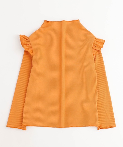 URBAN CHERRY(アーバンチェリー)の「ショルダーフリルリブトップス(Tシャツ/カットソー・キッズ・ブルー/オレンジ/ブラウン・100cm/110cm/120cm/130cm)」の12枚目の写真
