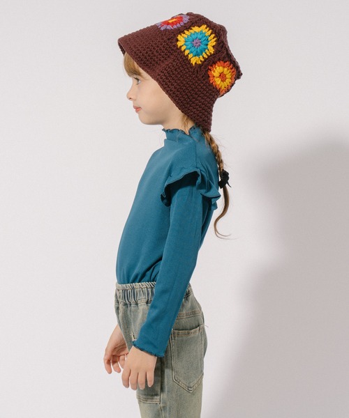 URBAN CHERRY(アーバンチェリー)の「ショルダーフリルリブトップス(Tシャツ/カットソー・キッズ・ブルー/オレンジ/ブラウン・100cm/110cm/120cm/130cm)」の17枚目の写真