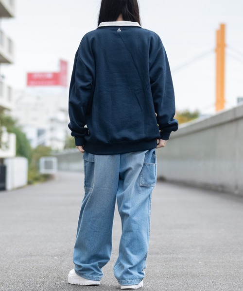 GERRY(ジェリー)の「【ag】〔GERRY/ジェリー〕ワンポイントロゴ刺繍 ハーフジップ(スウェット・メンズ・ネイビー/オートミール/ダークグレー/ホワイト・MEDIUM/LARGE/X-LARGE)」の11枚目の写真
