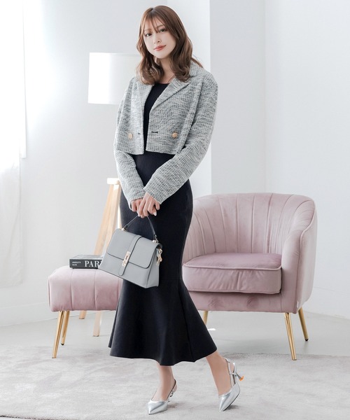 Julia Boutique（ジュリアブティック）の「美ライン ロングニットマーメイドワンピース（ワンピース・レディース・バーガンディー/ピンク/アイボリー/ブラック/グレー/ミント/イエロー/チャコール/ベージュ/ネイビー・ONE）」の19枚目の写真