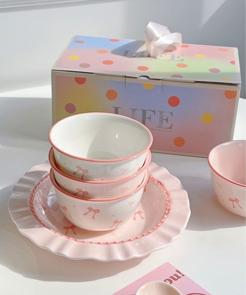 Made in I（メイドインアイ）の「pure ribbon ボウル（食器・レディース・ホワイト/ピンク・FREE）」の6枚目の写真